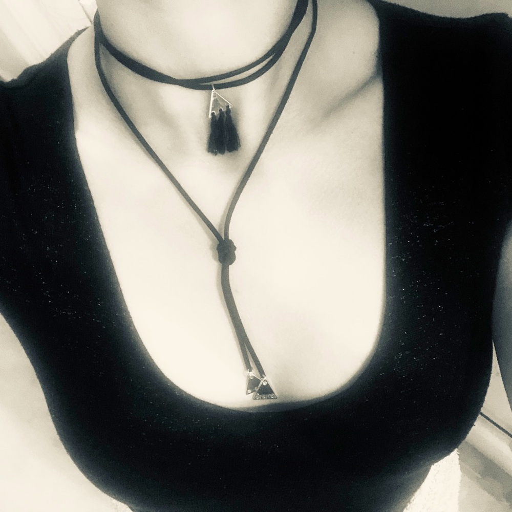 Black Genuine Suede Choker Necklace